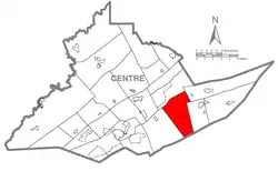 Map of Centre County, Pennsylvania highlighting Gregg Township