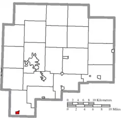 Location of Cumberland in Guernsey County