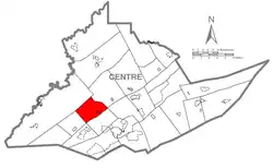 Map of Centre County, Pennsylvania highlighting Huston Township