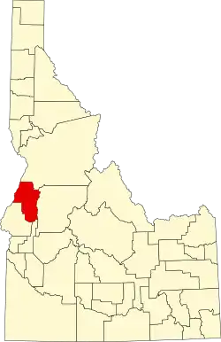 Map of Idaho highlighting Adams County