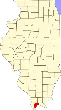 Map of Illinois highlighting Pulaski County