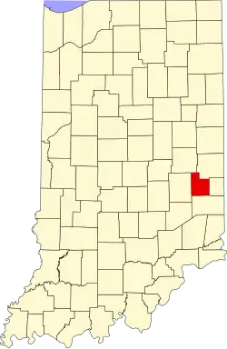 Map of Indiana highlighting Fayette County