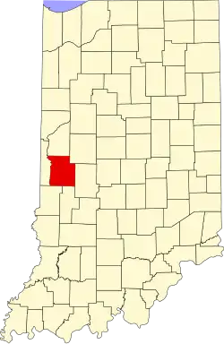 Parke County's location in Indiana