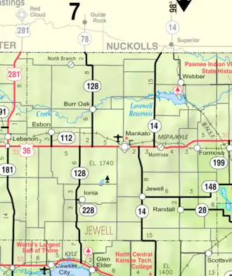 KDOT map of Jewell County (legend)