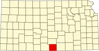 Map of Kansas highlighting Harper County