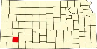 Map of Kansas highlighting Haskell County