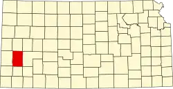 Map of Kansas highlighting Kearny County