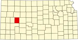 Map of Kansas highlighting Lane County