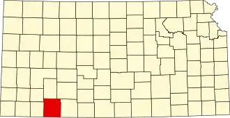 Map of Kansas highlighting Meade County