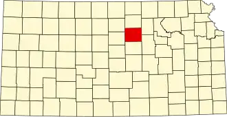 Map of Kansas highlighting Ottawa County
