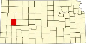 Map of Kansas highlighting Scott County