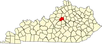 Map of Kentucky highlighting Anderson County
