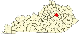 Map of Kentucky highlighting Clark County