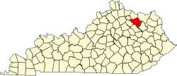 Map of Kentucky highlighting Fleming County