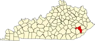 Map of Kentucky highlighting Perry County