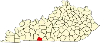 Map of Kentucky highlighting Simpson County