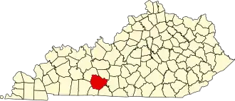 Map of Kentucky highlighting Warren County