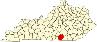 Map of Kentucky highlighting Wayne County
