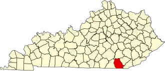 State map highlighting Whitley County
