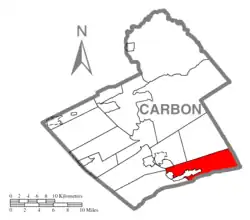Location of Lower Towamensing Township in Carbon County, Pennsylvania