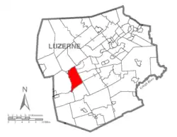 Map of Luzerne County highlighting Conyngham Township