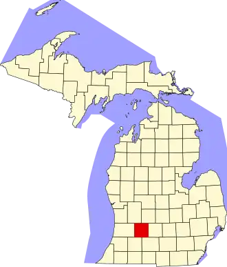 Map of Michigan highlighting Barry County