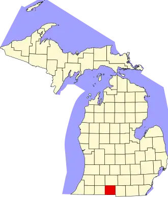 Map of Michigan highlighting Branch County