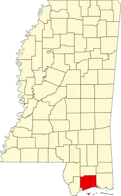 Map of Mississippi highlighting Harrison County