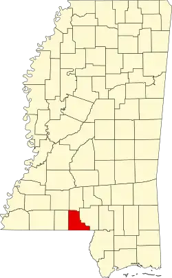 Map of Mississippi highlighting Walthall County