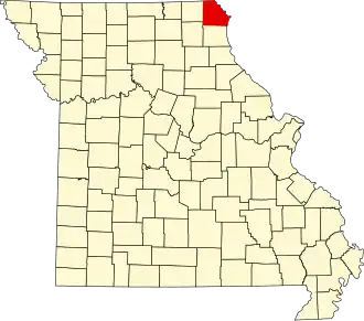 Map of Missouri highlighting Clark County
