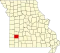 Map of Missouri highlighting Dade County
