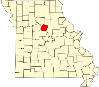 Map of Missouri highlighting Howard County