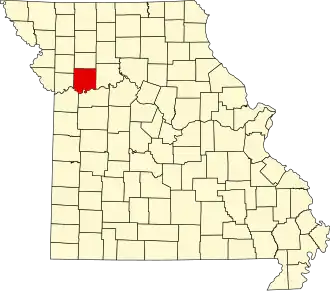 Map of Missouri highlighting Ray County