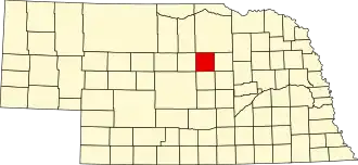 Map of Nebraska highlighting Garfield County