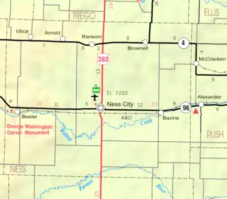 KDOT map of Ness County (legend)