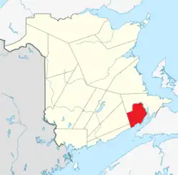 Location within New Brunswick
