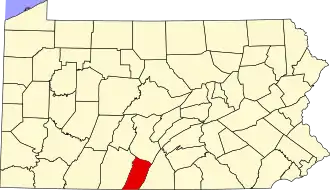 Map of Pennsylvania highlighting Fulton County