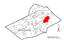 Map of Schuylkill County, Pennsylvania Highlighting Walker Township
