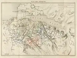 Map of the French (blue) and English (red) positions at Sebastopol, 1855.