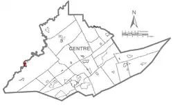 Map showing South Philipsburg in Centre County