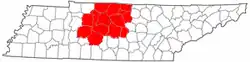 Map of the Nashville Metropolitan area