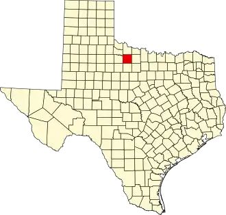 Map of Texas highlighting Baylor County