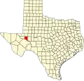 Map of Texas highlighting Crane County