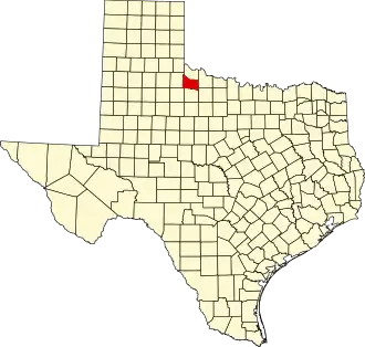 Map of Texas highlighting Foard County