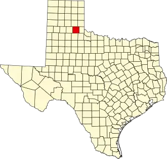 Map of Texas highlighting Hall County