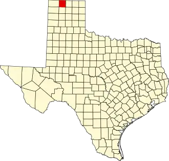 Map of Texas highlighting Sherman County