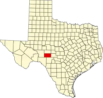 Map of Texas highlighting Sutton County