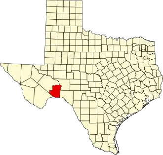 Map of Texas highlighting Terrell County