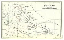 19th century map of the Crown Colony of the Bahamas
