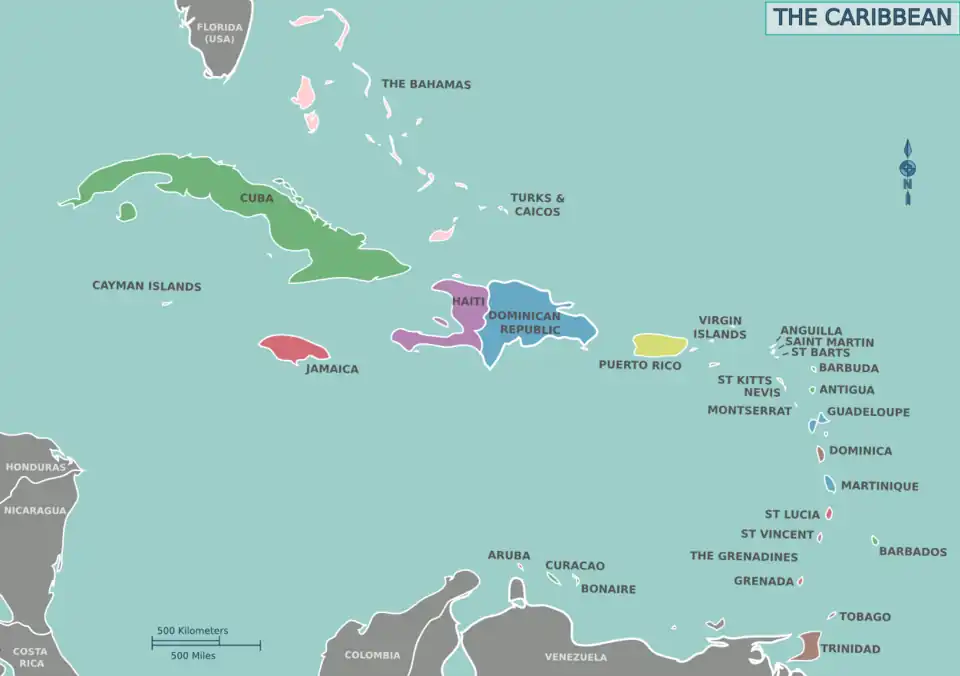Image 30Contemporary political map of the Caribbean (from History of the Caribbean)